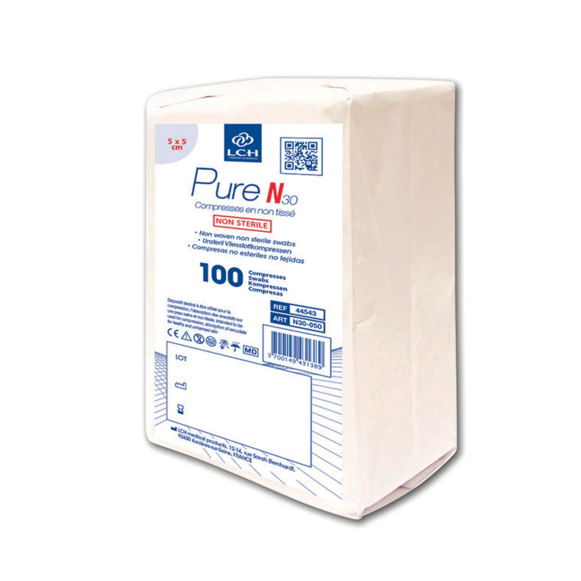 100 non-sterile non-woven compresses - LCH - Different sizes
