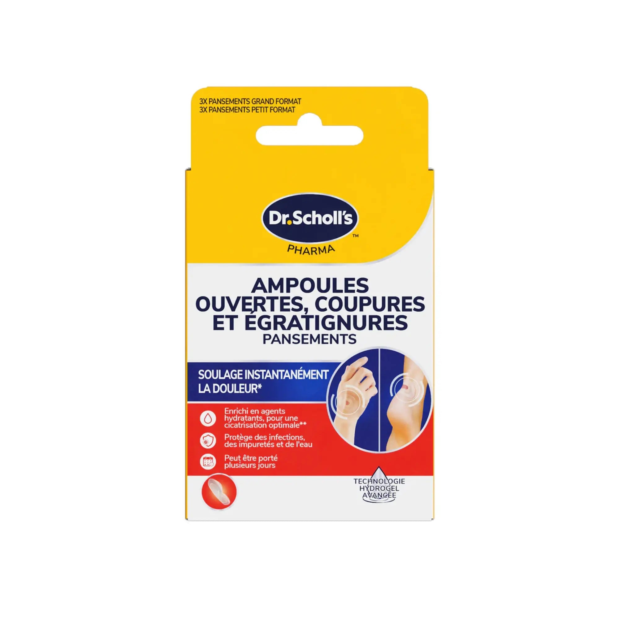 6 Pansements Ovales Transparents en Hydro-Gel pour Ampoules - Dr. Scholl's Scholl 