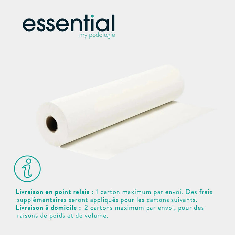 9 rouleaux Draps d'examen blancs - 135 formats - 2 Plis gaufrés Essential 
