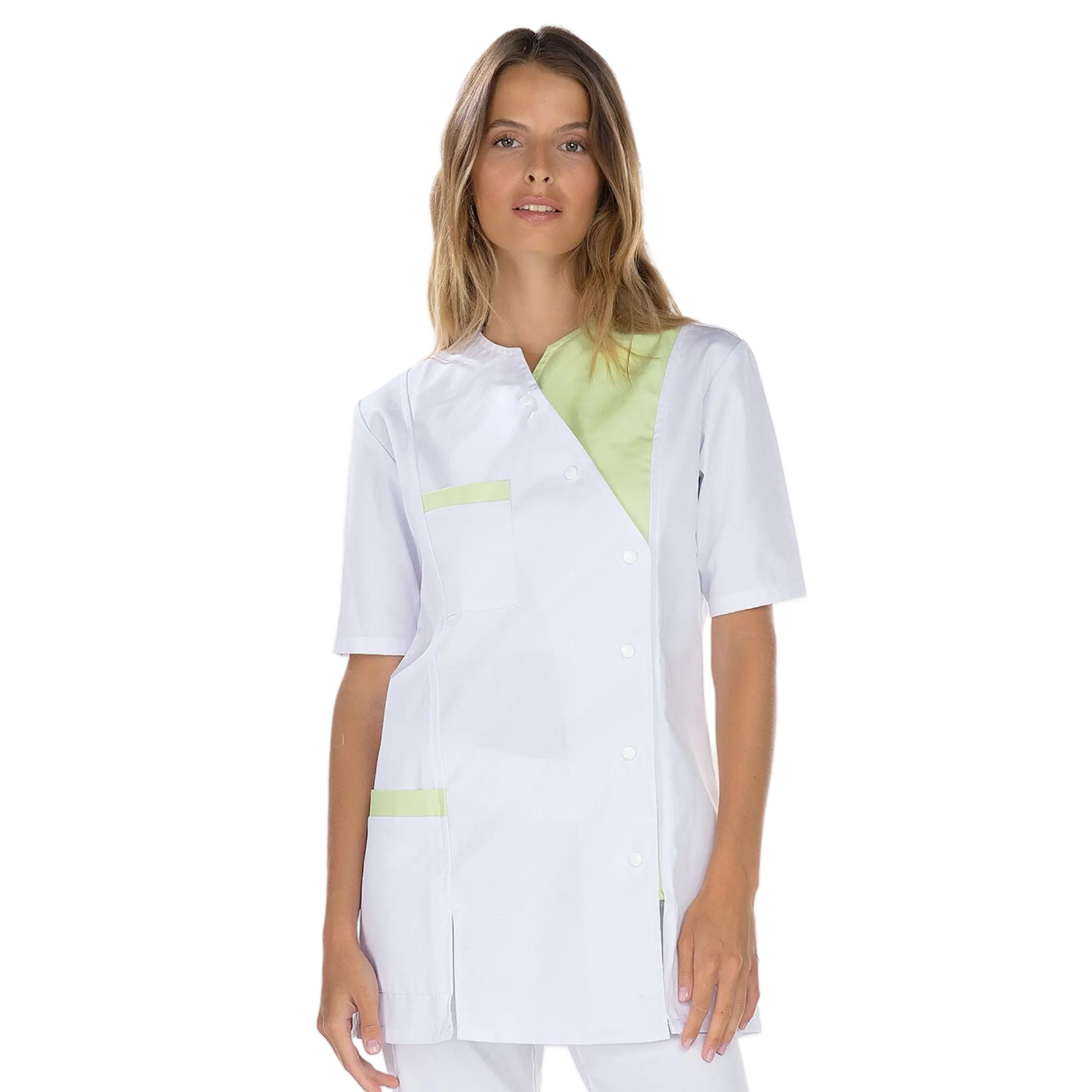 Agathe - Tunic - Short sleeves - Women - 75 cm My Blouse Twill-White-Anis-T6-XXXL