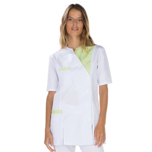 Agathe - Tunic - Short sleeves - Women - 75 cm My Blouse Twill-White-Anis-T6-XXXL