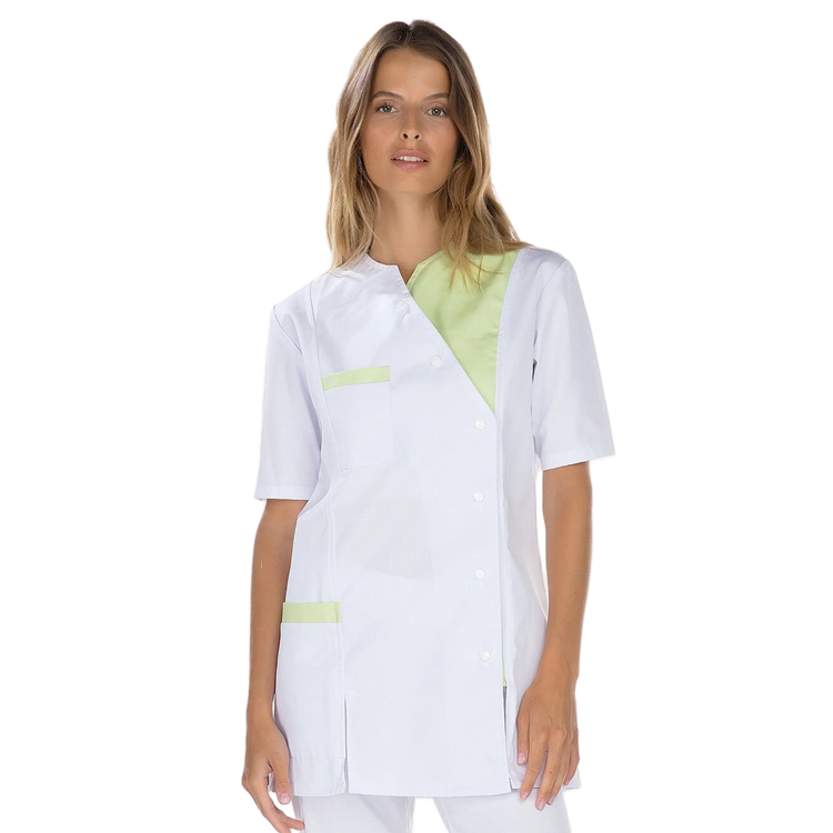 Agathe - Tunic - Short sleeves - Women - 75 cm My Blouse Twill-White-Anis-T6-XXXL