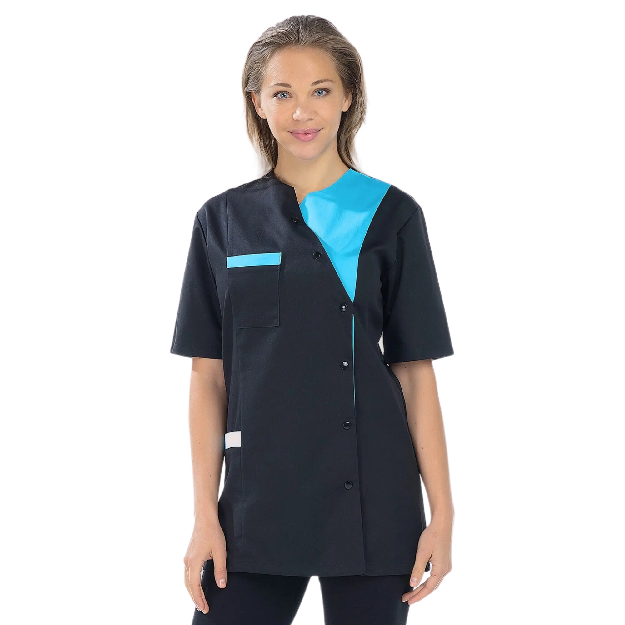 Agathe - Tunic - Short sleeves - Women - 75 cm My Blouse  Twill-Black-Atoll-T6-XXXL