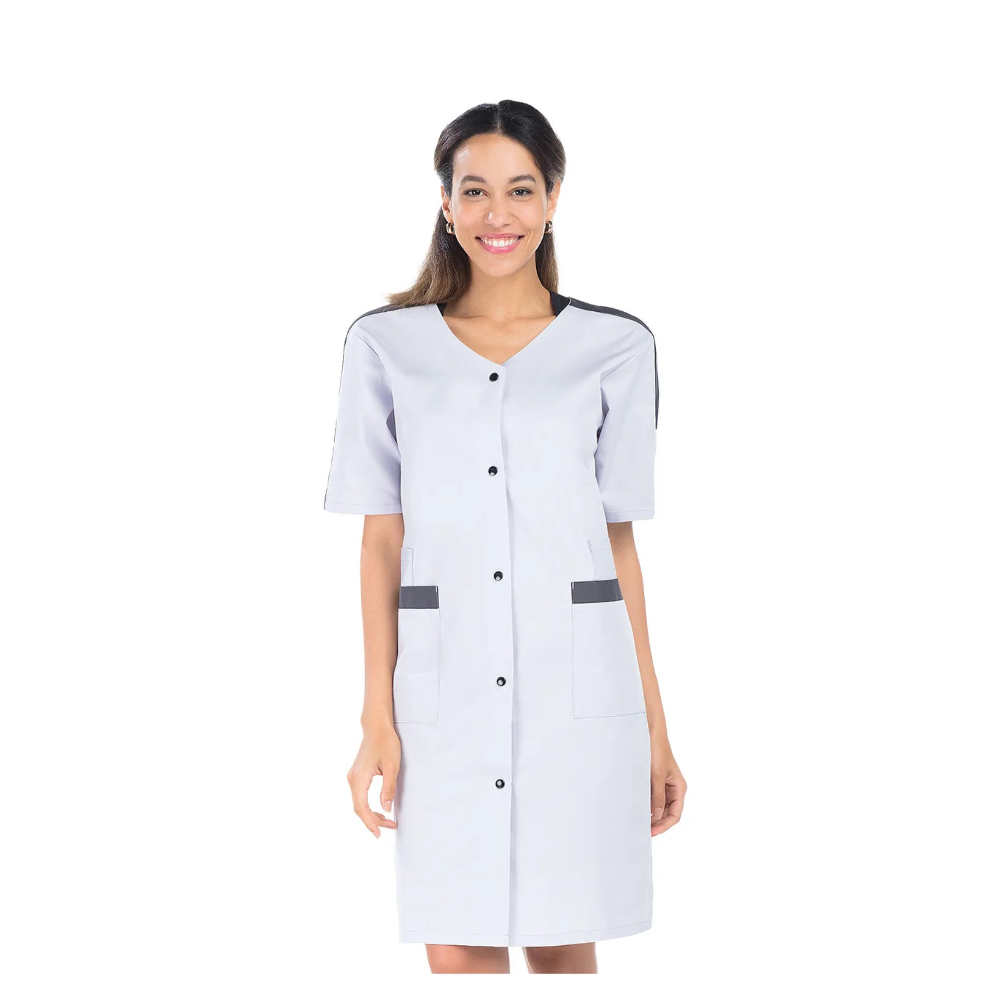 Aglaé - 7/8 blouse - Short sleeves - Women - 95 cm My Blouse Twill-Grey-Anthracite-T6-XXXL