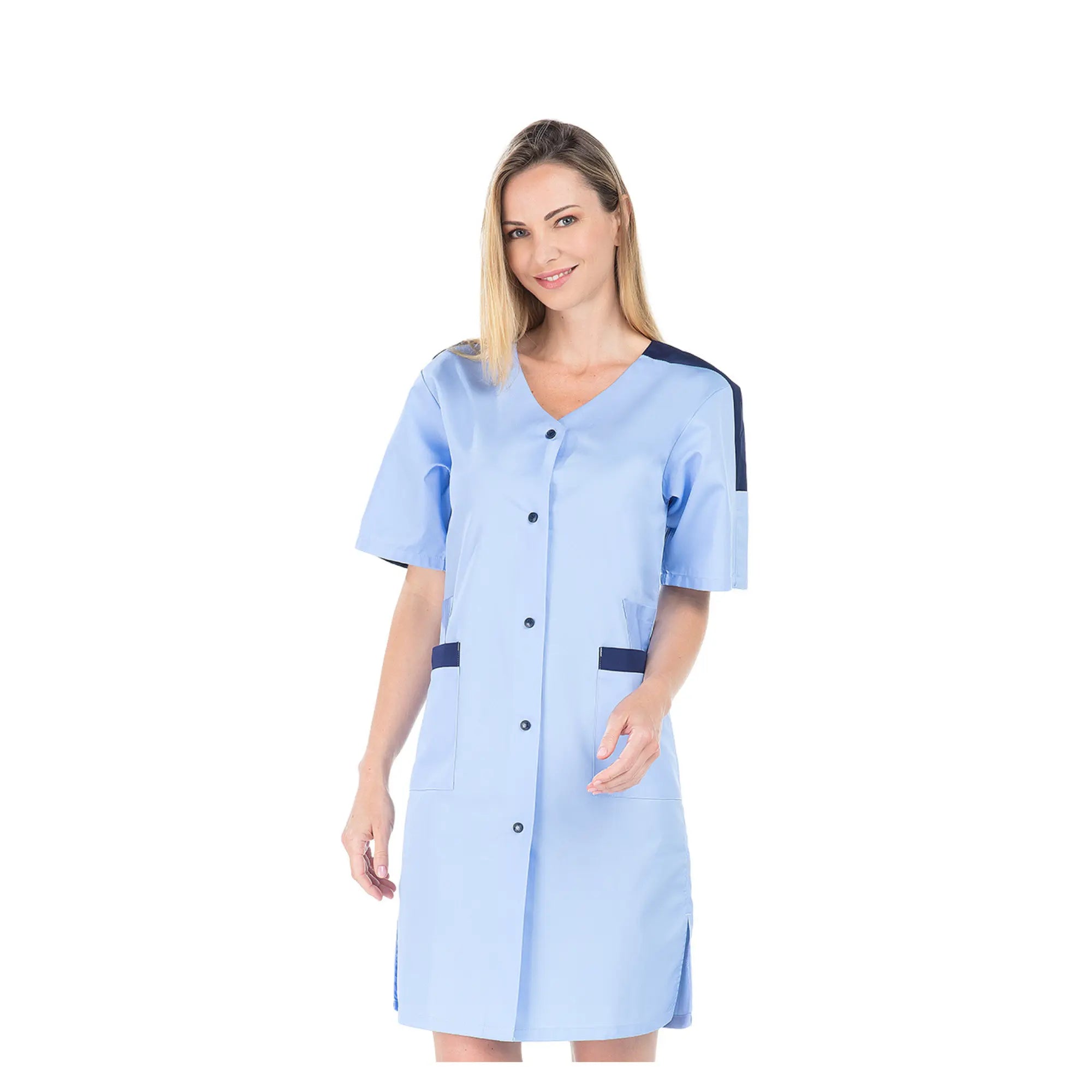Aglaé - 7/8 blouse - Short sleeves - Women - 95 cm My Blouse  Sergé-Sky Blue-Navy-T6-XXXL