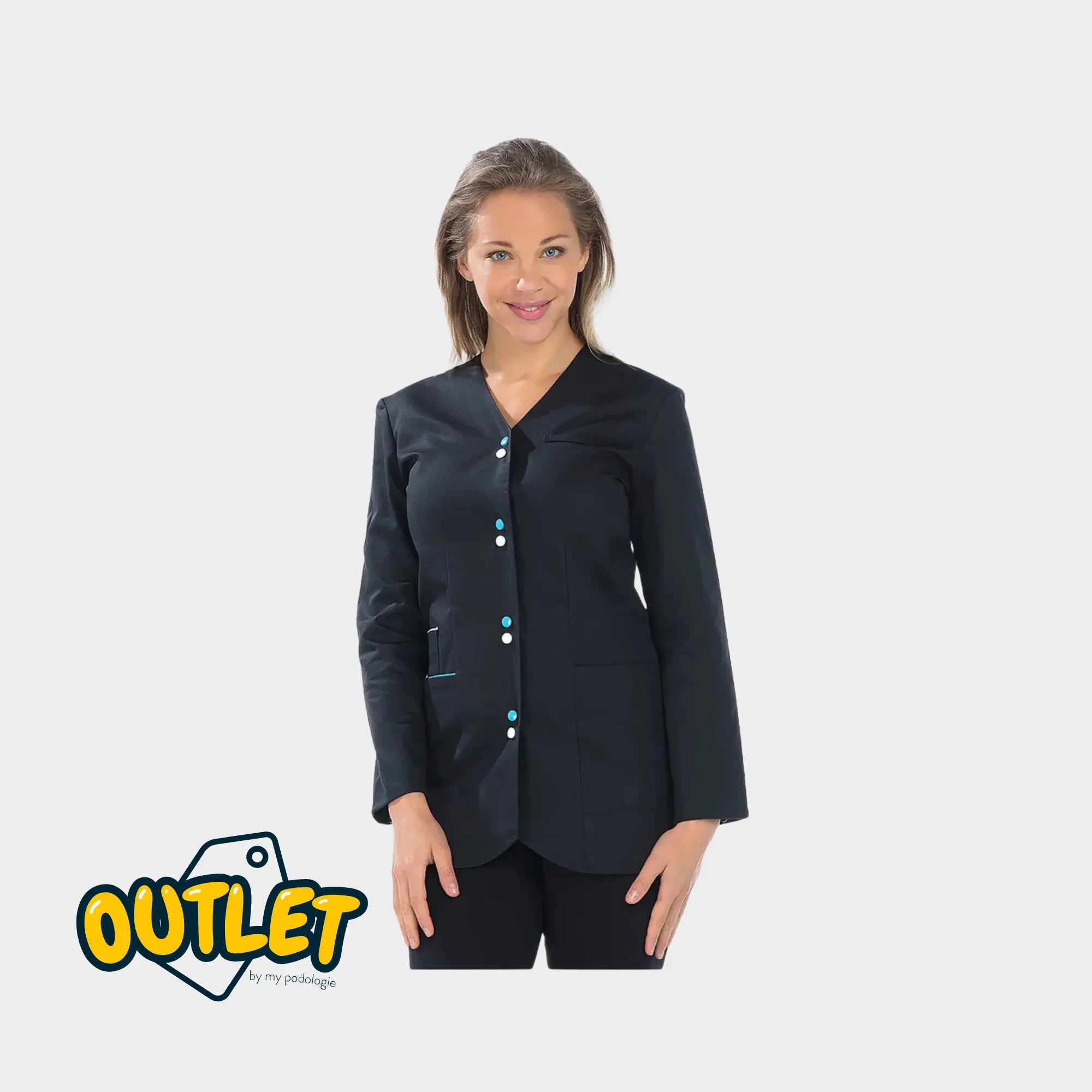 Blouse femme - Taille M - My Blouse // Fin de série My Podologie  Maelys - sergé noir/blanc/turquoise