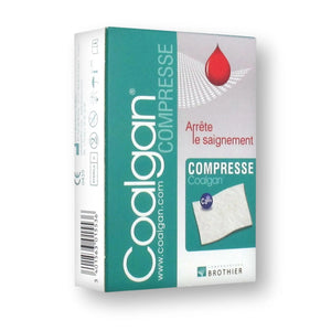 Coalgan arrête le saignement - 5 Compresses - 3 x 5 cm - Laboratoires Brothier - My Podologie