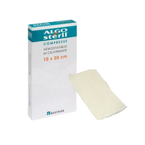 Compresses Algostéril hémostatiques cicatrisantes stériles - 3 formats - Laboratoires Brothier Algosteril  10x20-cm-Boîte-de-16-compresses