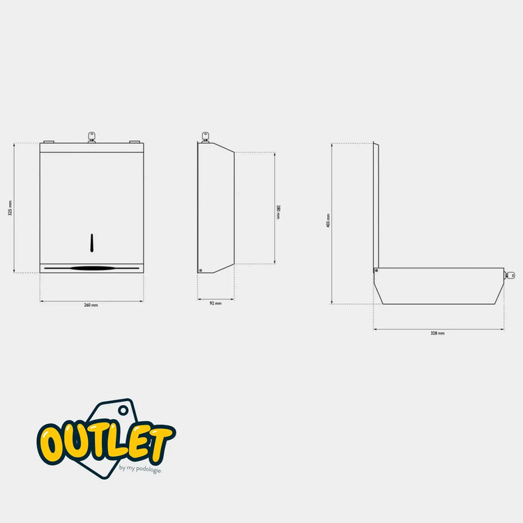 Wall dispenser - 400F Folded hand towels - Shiny stainless steel My Médical 