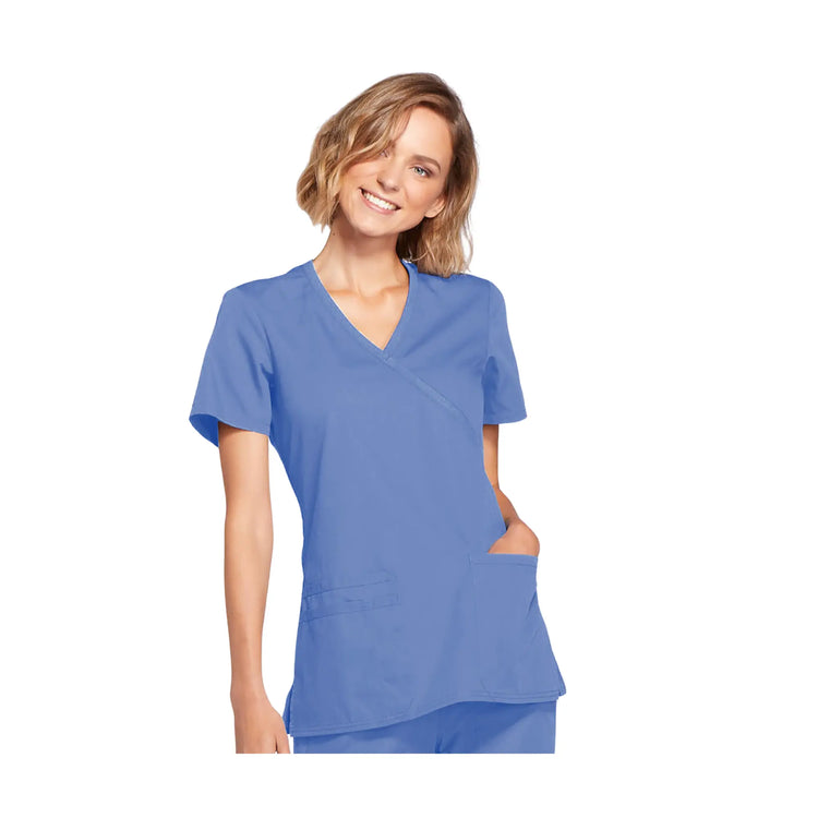 Limoges - Tunique médicale - Effet cache-coeur  - Manches courtes - Femme - Cherokee Cherokee Authentic Workwear  Bleu-Ciel-3XL