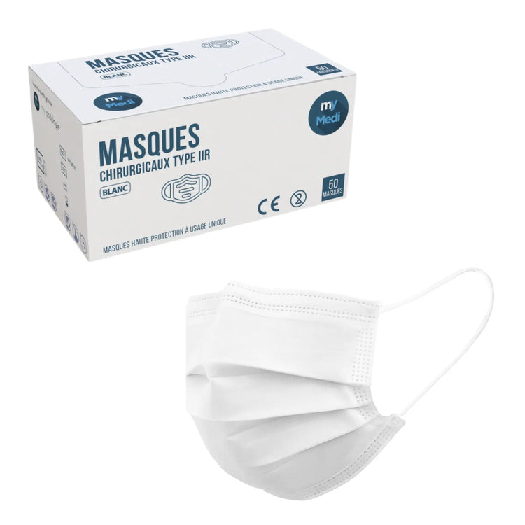Masque chirurgical - 3 plis de type IIR - Norme EN14683 - Certification CE - Boîte de 50 masques - 3 coloris - My Médical My Medical 