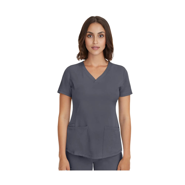 Monique - Tunique médicale - Col V - Femme - Healing Hands - 2 Healing Hands  Anthracite / 3XL