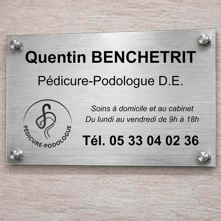 Plaque professionnelle Pédicure-Podologue personnalisable - Sans fixations My Podologie 