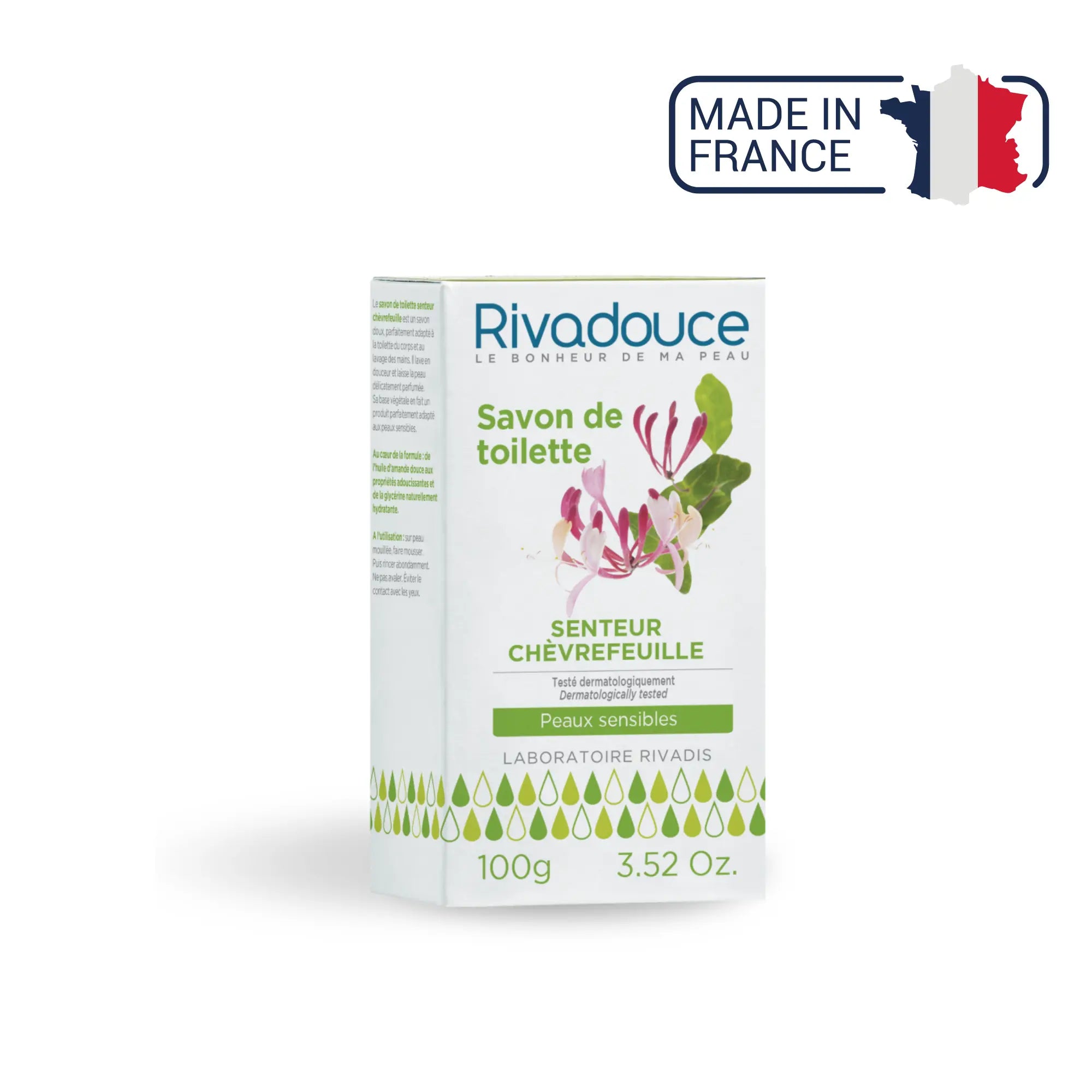 Savon corps chèvrefeuille peaux sensibles - 100g - Rivadouce Rivadouce 