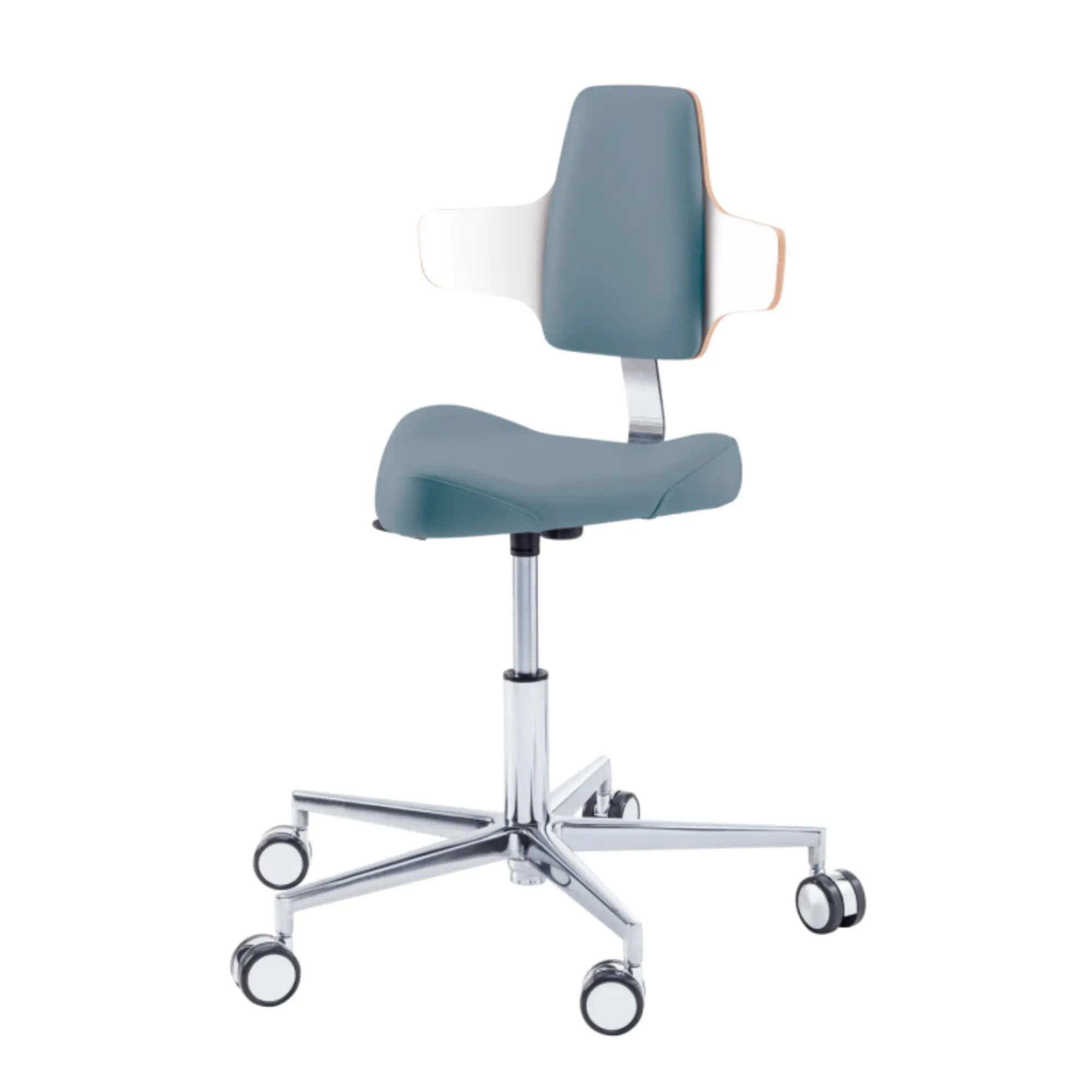 Siège praticien - TRIANGLE - Ruck - Ressort à Gaz Long Ruck  Océan-Dossier-Napo-CPL-Blanc